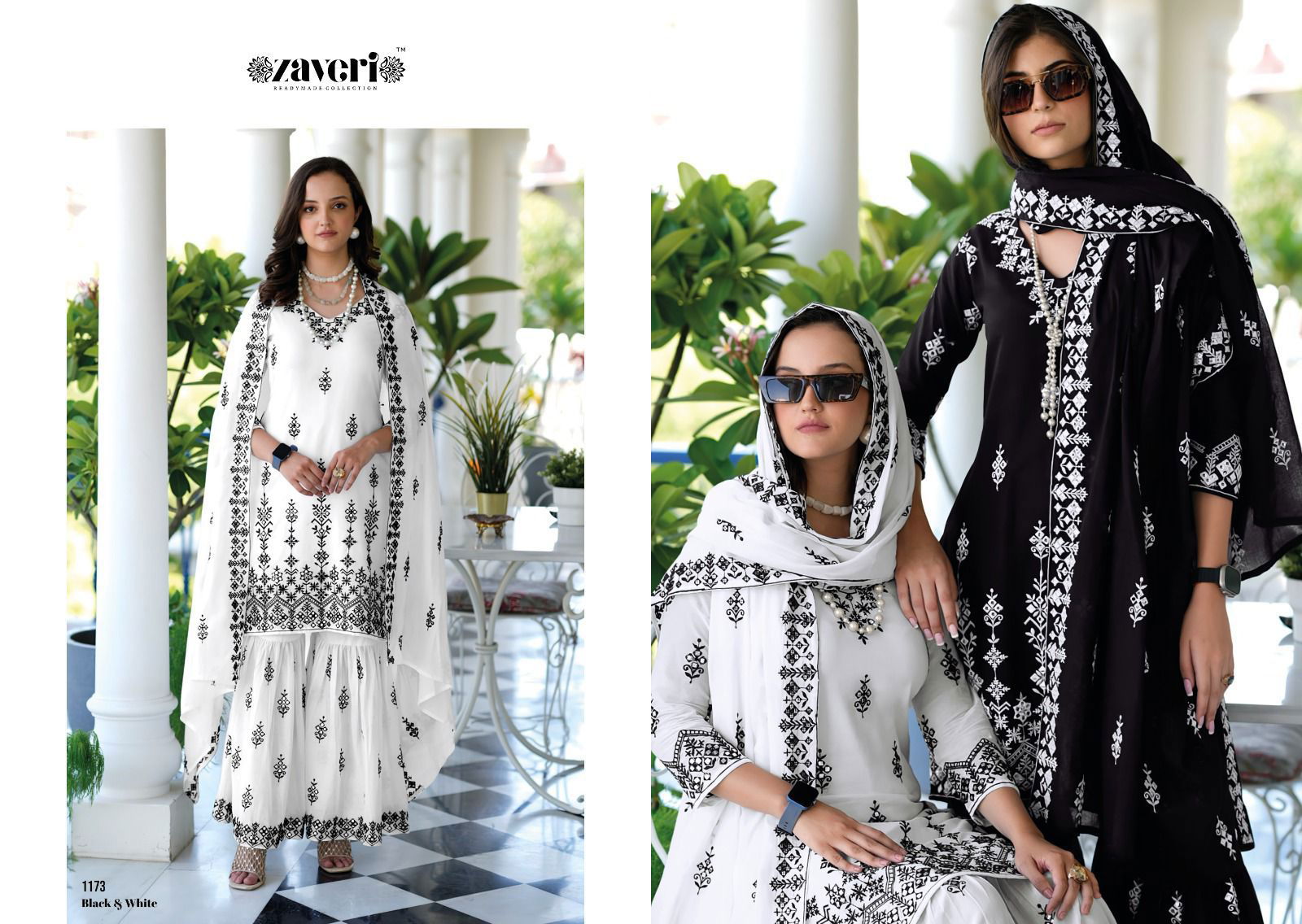 Black and White By Zaveri Readymade Sharara Suits Catalog